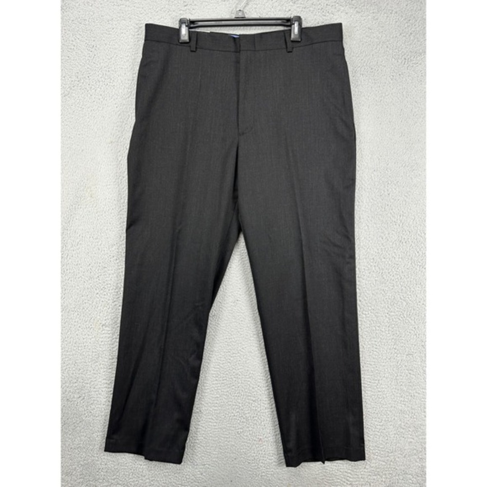 Alex Cannon Wool Blend Mens Dress Pants 38X32 Dark Grey Flat Front Straight NEW